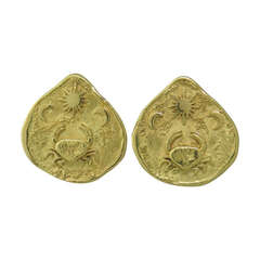 Elizabeth Gage Yellow Gold Earrings