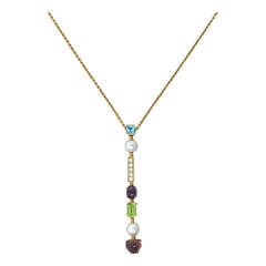 Bulgari Allegra Gold Diamond Pearl Amethyst Peridot Topaz Pendant Necklace