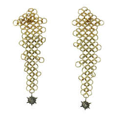 Diane Von Furstenberg for H Stern Diamond Gold Mesh Diamond Star Earrings