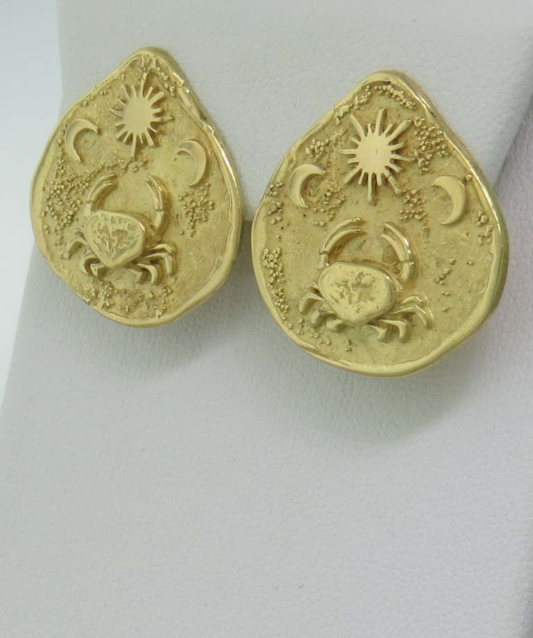 Elizabeth Gage Yellow Gold Earrings