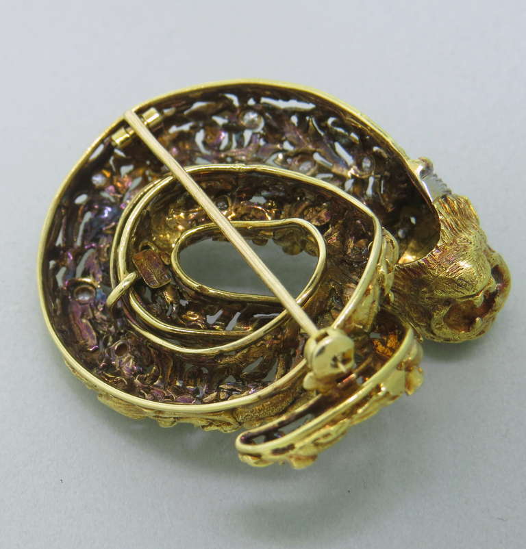 Women's Zolotas Gold Ruby Diamond Chimera Brooch Pin