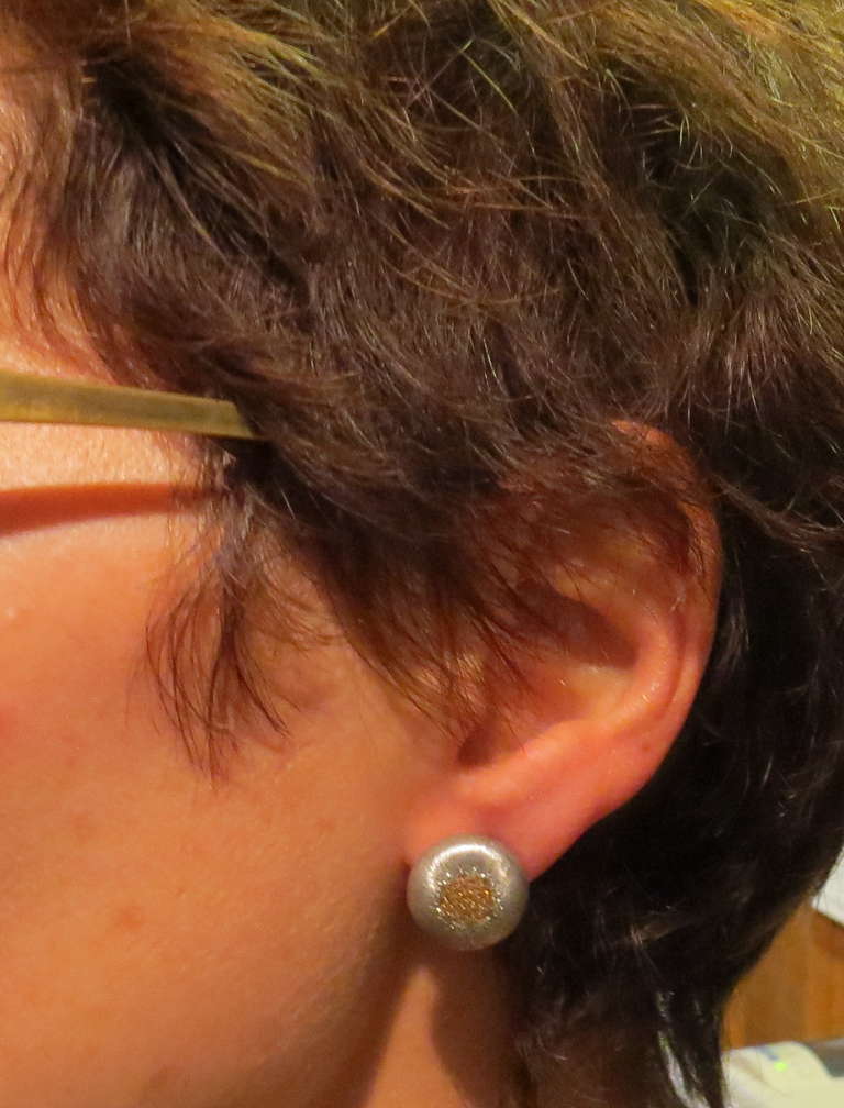 Women's Buccellati Silver Gold Button Earrings