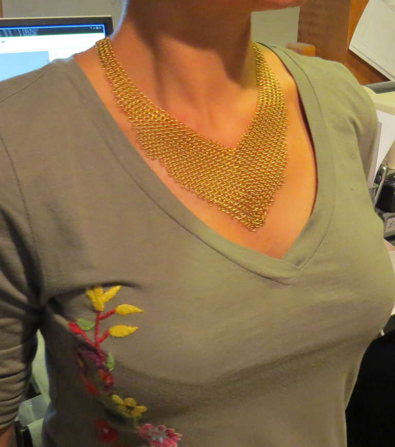 Diane Von Furstenberg for H Stern Diamond Gold Mesh Bib Necklace 1