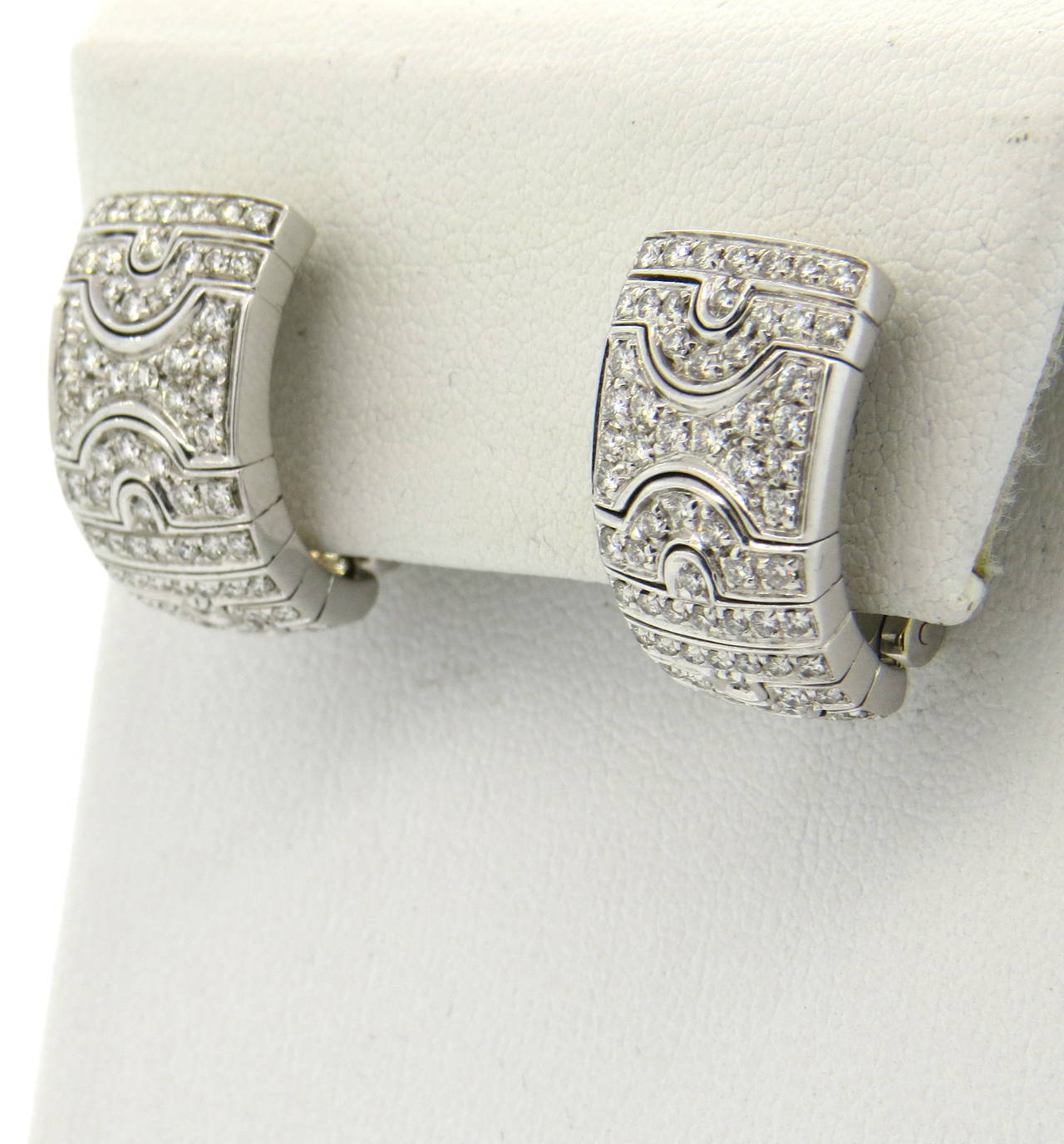 Bulgari Paesi Diamond Gold Half Hoop Earrings At 1stdibs Bulgari Paesi Diamond Gold Half Hoop Earrings In Excellent Condition For Lahaska Pa