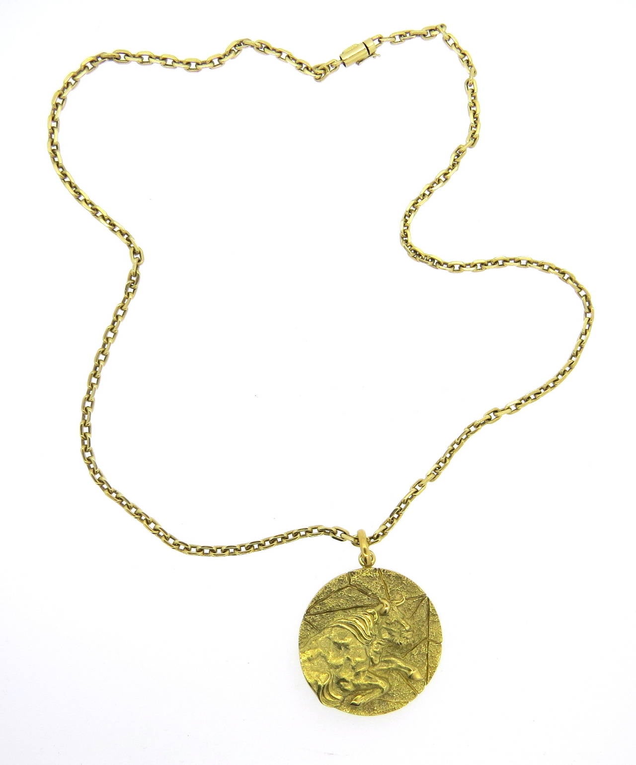 Women's 1970s Tiffany & Co. Gold Taurus Zodiac Pendant Necklace