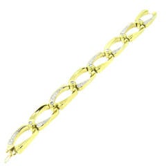 1980s Diamond Gold Fancy Link Bracelet