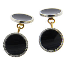 Art Deco 1920s Onyx Gold Platinum Cufflinks