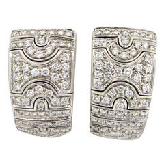 Bulgari Parentesi Diamond Gold Half Hoop Earrings