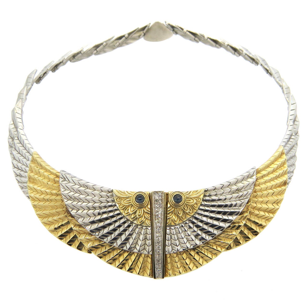 Erte Nile Collection Sapphire Diamond Silver Gold Necklace