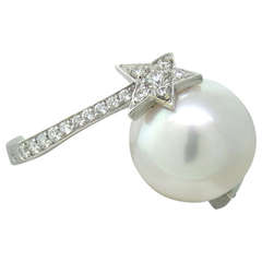 Chanel Cometes Gold Diamond Pearl Ring