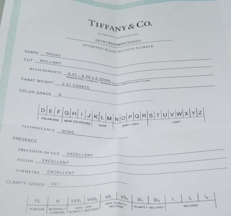 Tiffany & Co. 2.31ct Diamond Platinum Engagement Ring 5