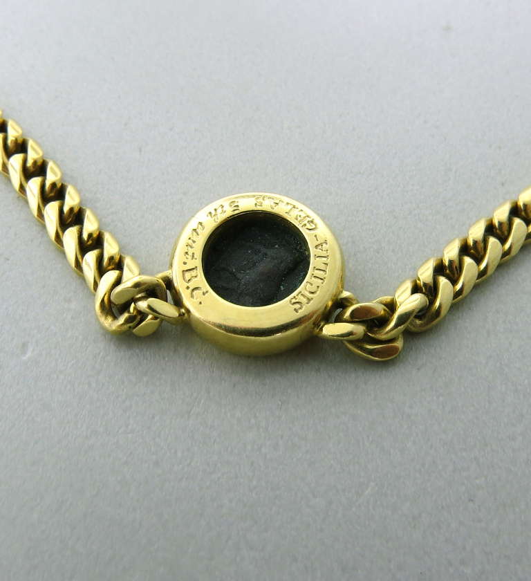 Bulgari Ancient Coin Yellow Gold Necklace In Excellent Condition In Lambertville, NJ