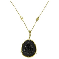 Judith Ripka Oasis Gold Onyx Diamond Pendant Necklace