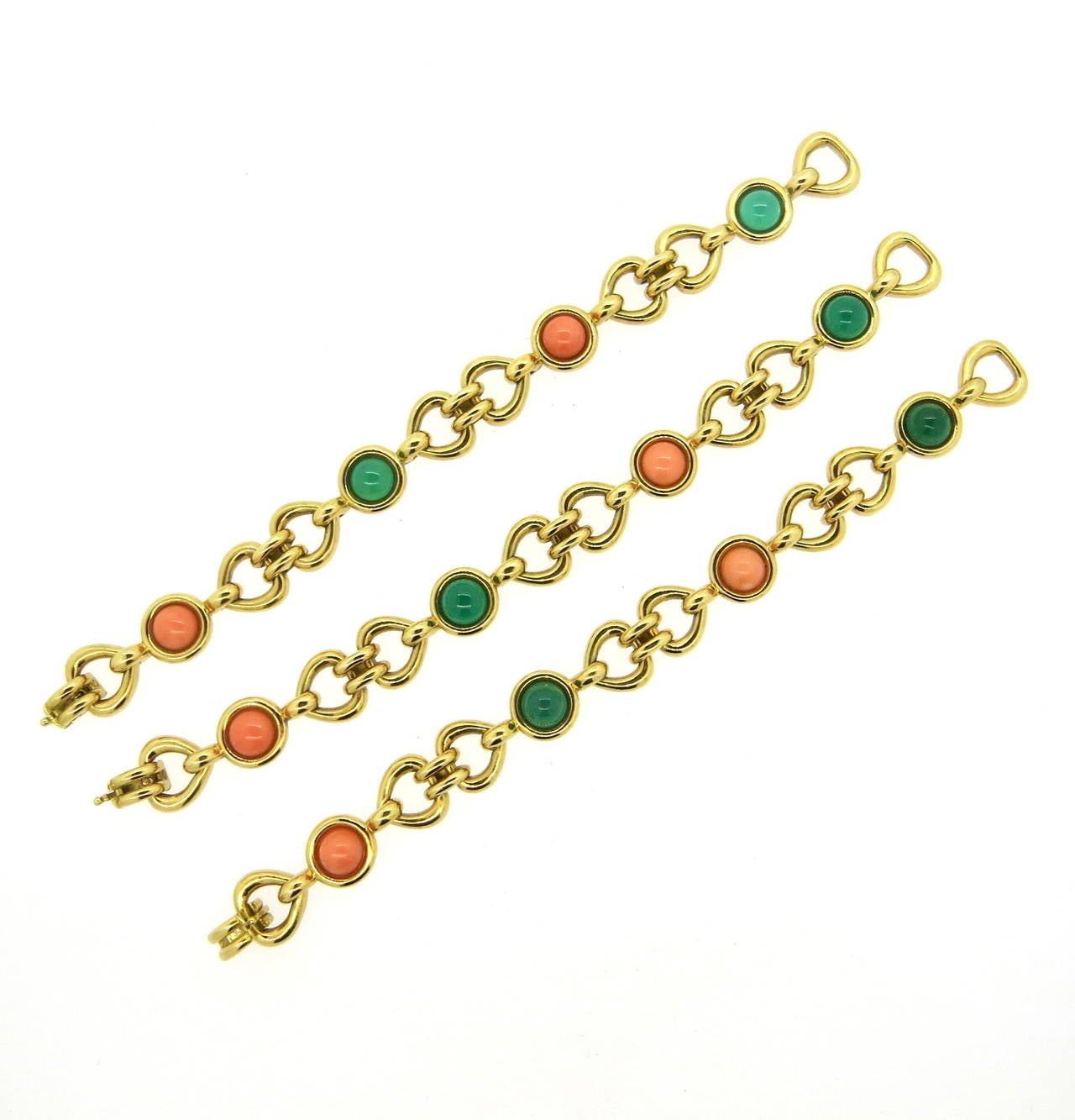 Women's 1970s Van Cleef & Arpels Convertible Coral Chrysoprase Bracelet Necklace Suite