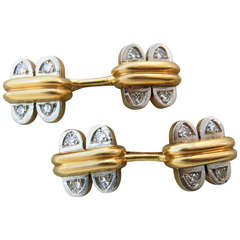 Retro Gold Diamond Cufflinks