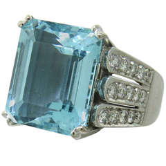 1950s Aquamarine Diamond Cocktail Ring