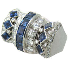 1980s David Webb Gold Platinum Diamond Sapphire Cocktail Ring 8