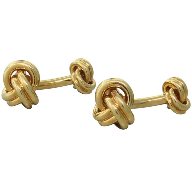 Tiffany & Co Gold Double Sided Knot Cufflinks For Sale