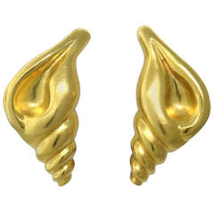 Ilias Lalaounis Gold Shell Earrings