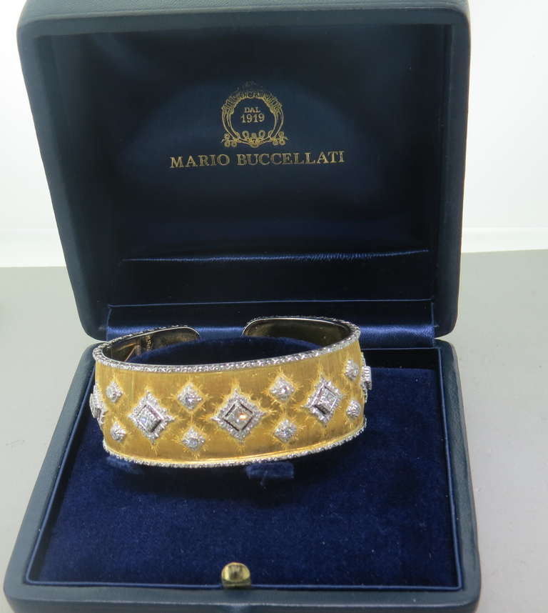 Women's Buccellati Gold Diamond Cuff Bracelet