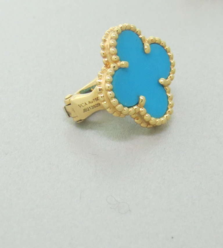 Van Cleef Arpels Alhambra Türkis Gold Ohrringe Damen