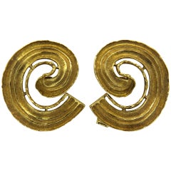 Large 1970s Ilias Lalaounis Gold Swirl Earrings