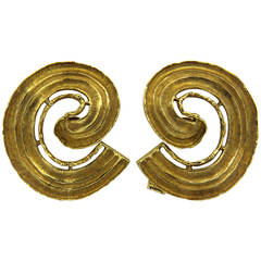 Large 1970s Ilias Lalaounis Gold Swirl Earrings 6