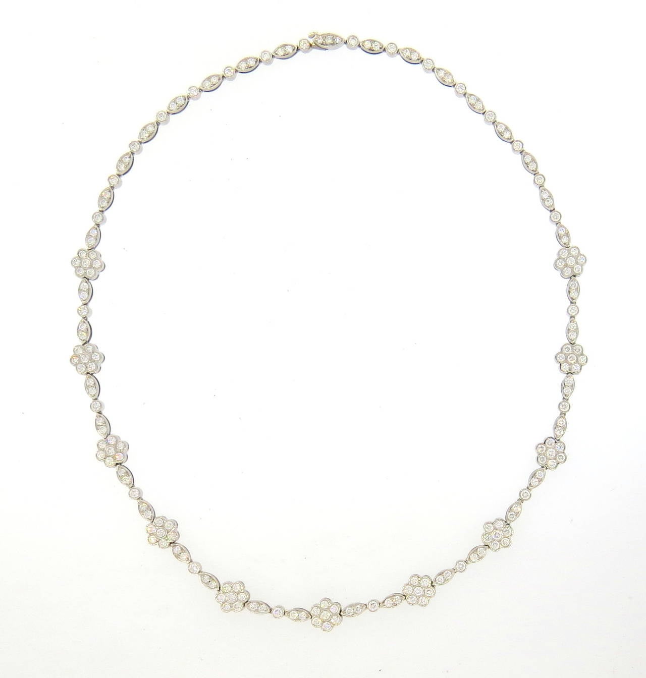 Gorgeous Tiffany & Co. 5.45 Carats Diamond Platinum Blossom Necklace In Excellent Condition In Lambertville, NJ