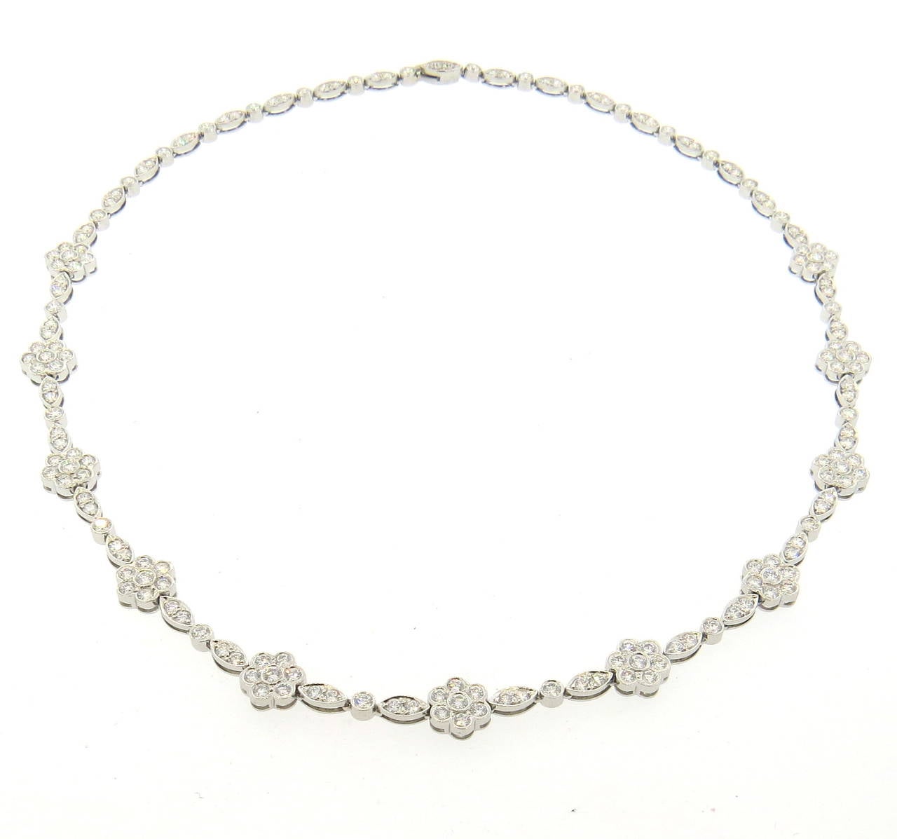 Women's Gorgeous Tiffany & Co. 5.45 Carats Diamond Platinum Blossom Necklace