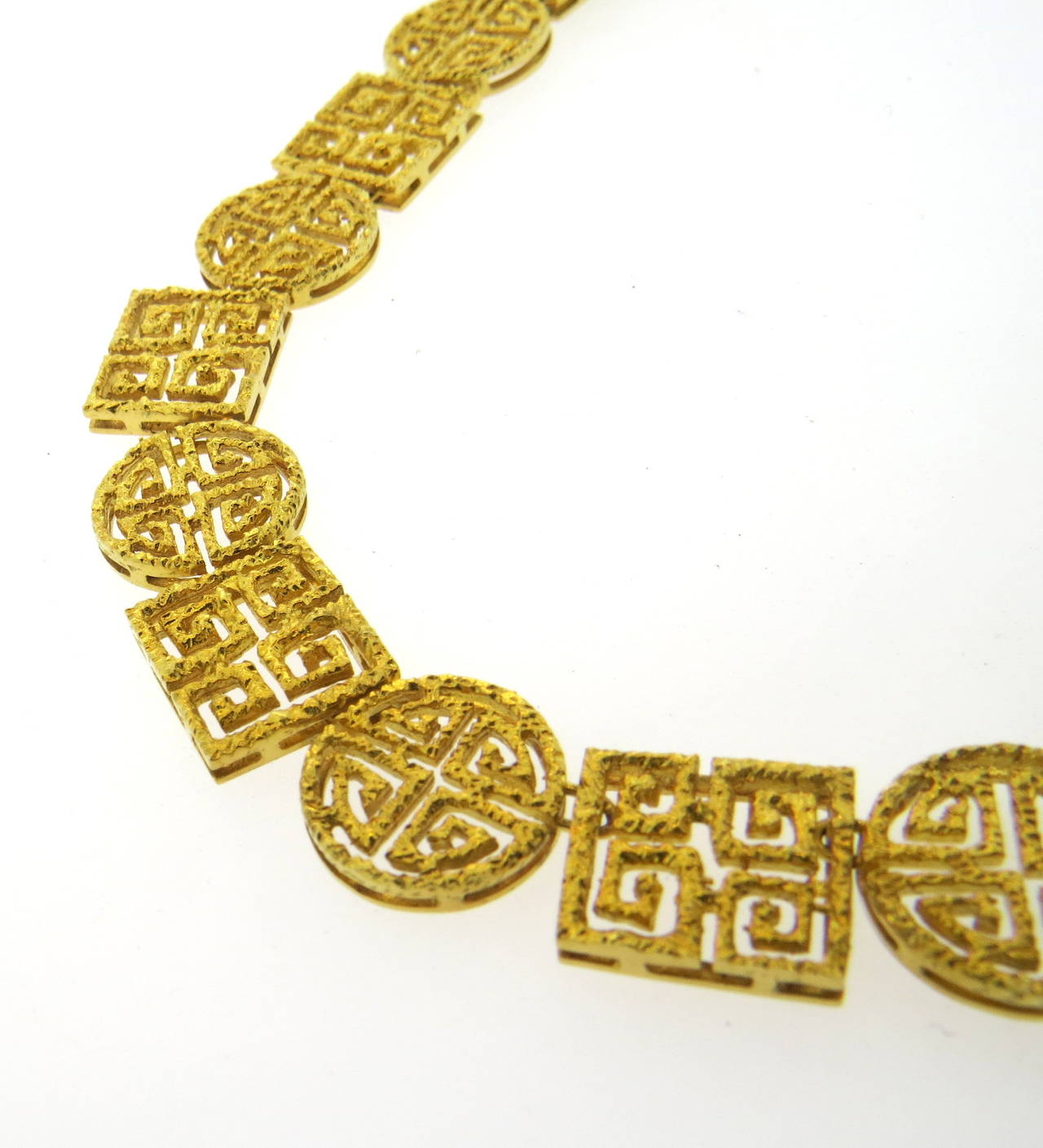 Ilias Lalaounis Geometric Swirl Motif Gold Necklace For Sale at 1stDibs