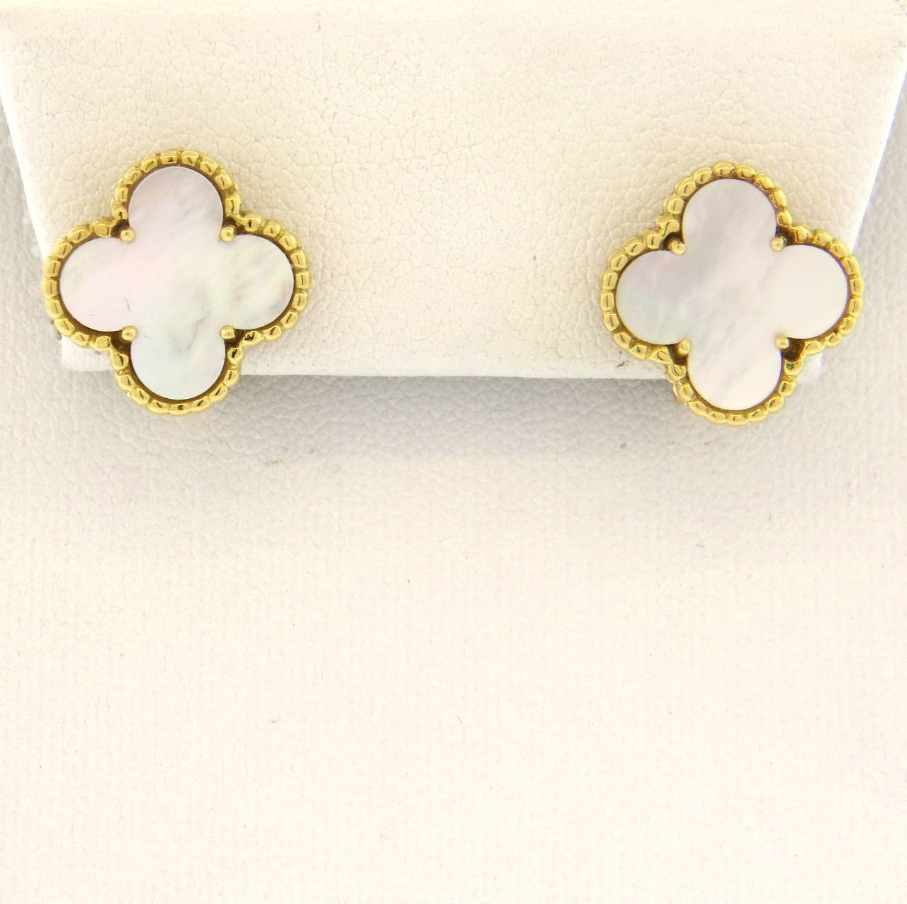mother of pearl clover earrings
