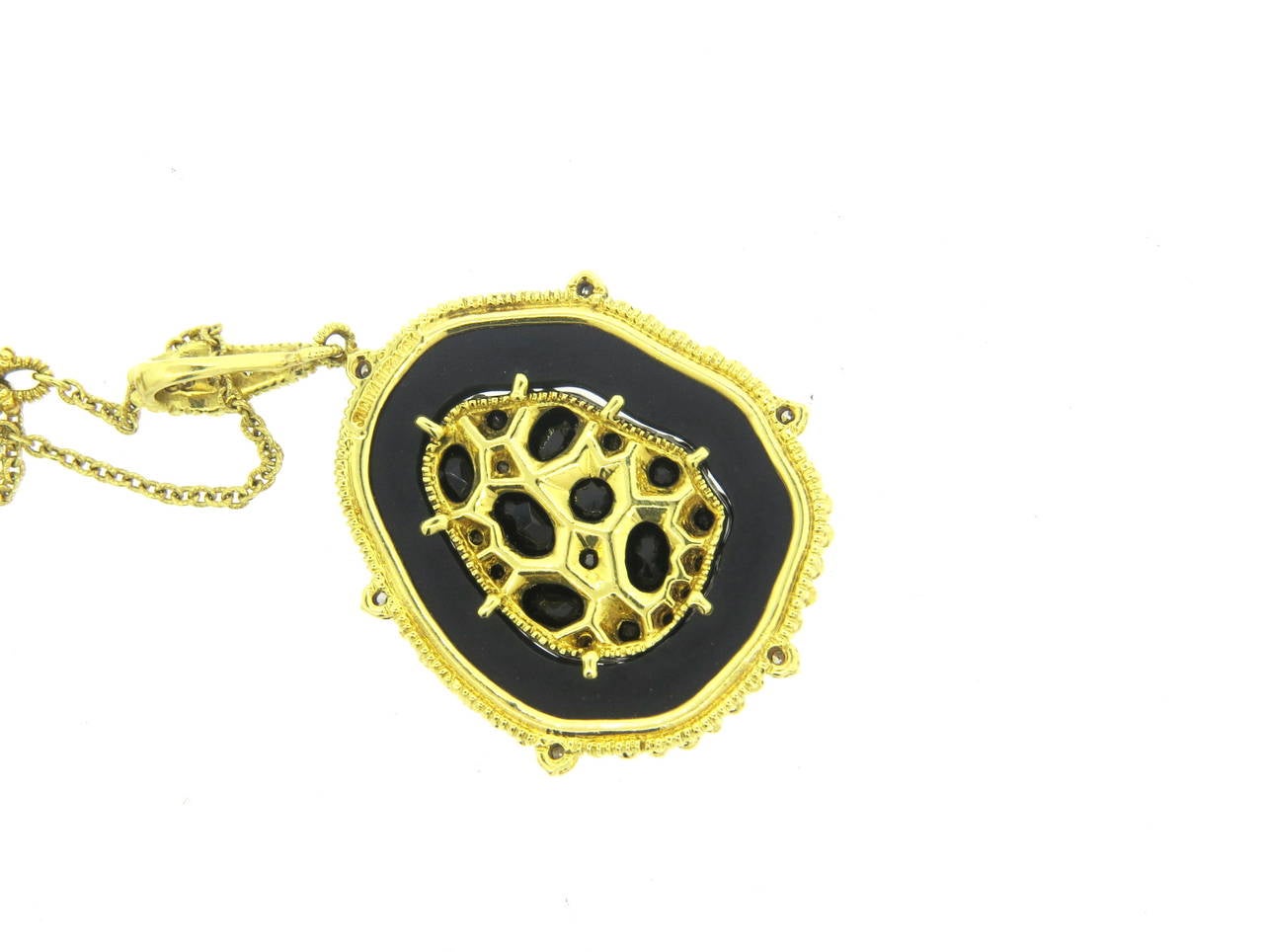 Judith Ripka Oasis Gold Onyx Diamond Pendant Necklace 1