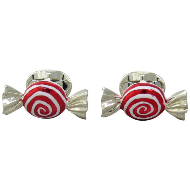 Deakin & Francis Sterling Sweet Round Swirl Candy Cufflinks