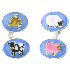 Deakin & Francis Sterling Enamel Mixed Animal Cufflinks