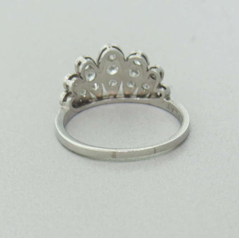 Art Deco Platinum Diamond Wedding Band Guard Ring at 1stDibs