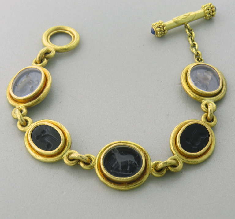 Women's Elizabeth Locke Intaglio Glass Onyx Animal Motif Toggle Bracelet