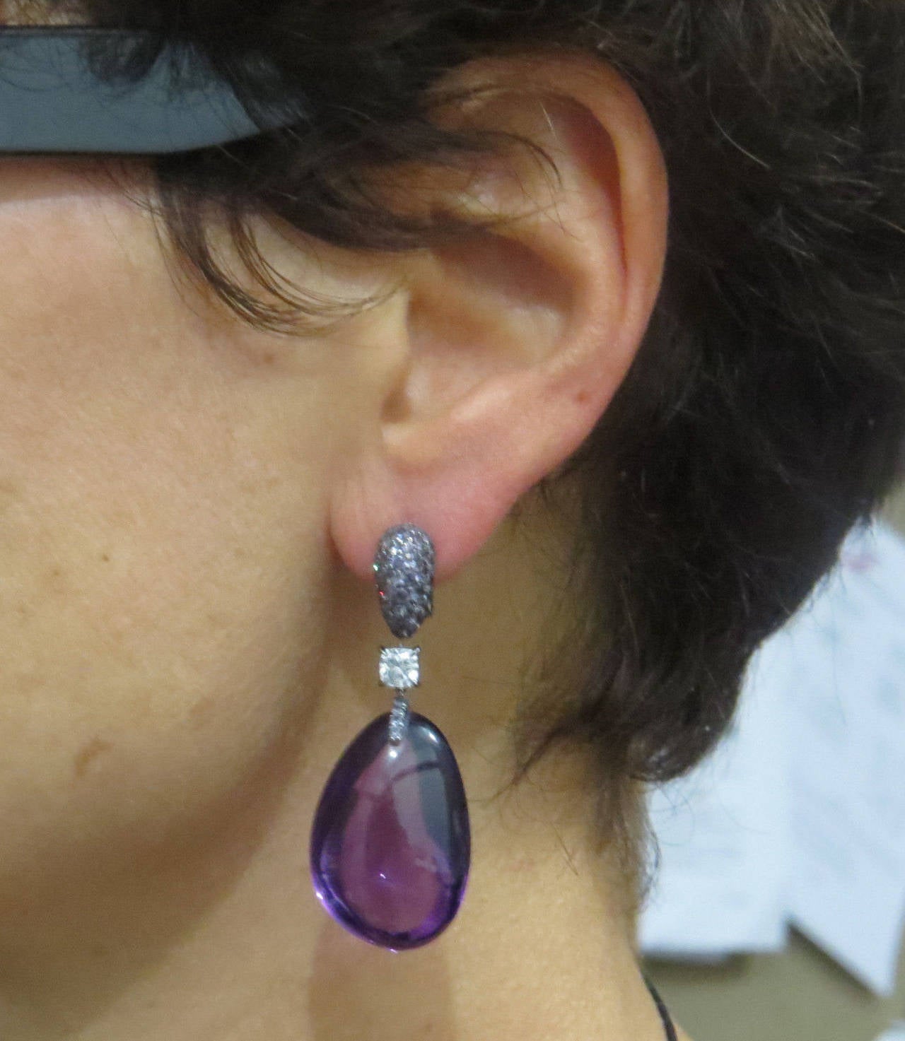 large amethyst drop earrings