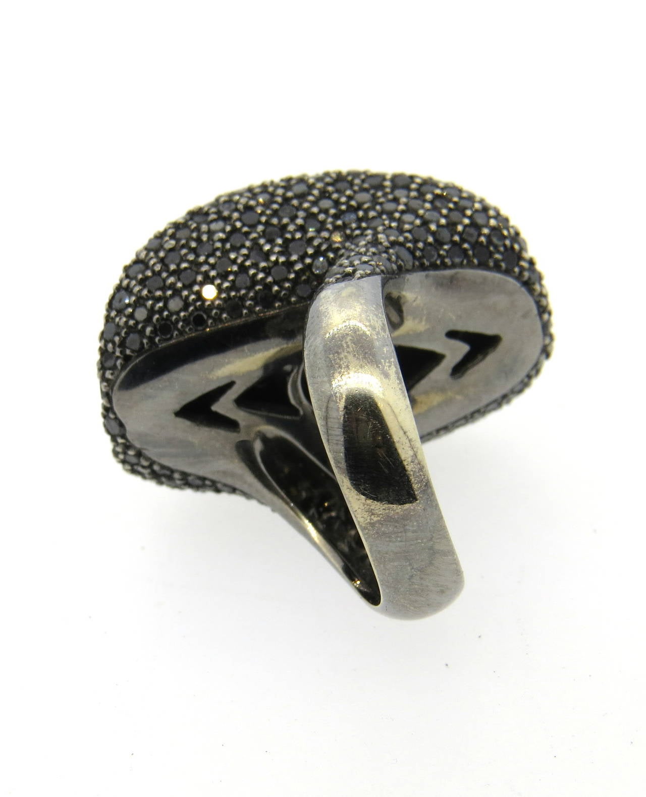 South Sea Pearl Black Diamond Gold Cocktail Ring 1