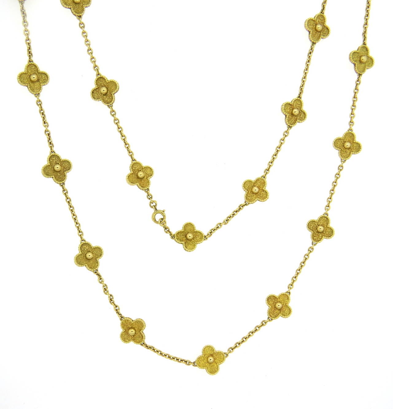 Van Cleef & Arpels Vintage Alhambra Twenty Motif Gold Clover Necklace