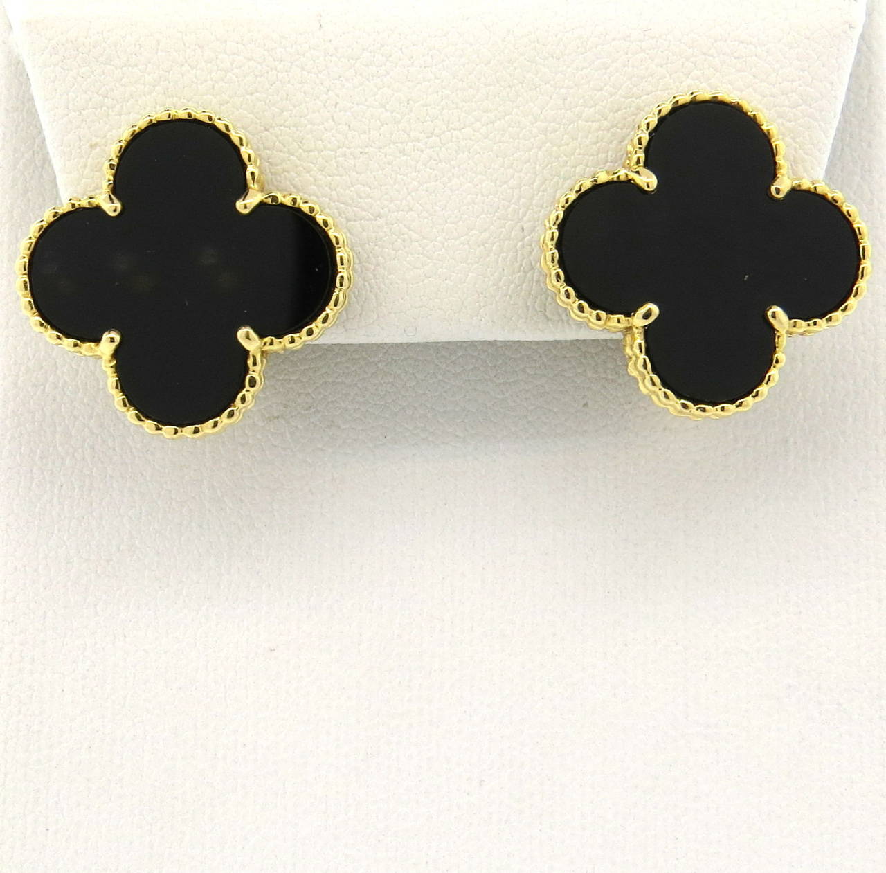 Van Cleef & Arpels Magic Alhambra Black Onyx Gold Earrings 2