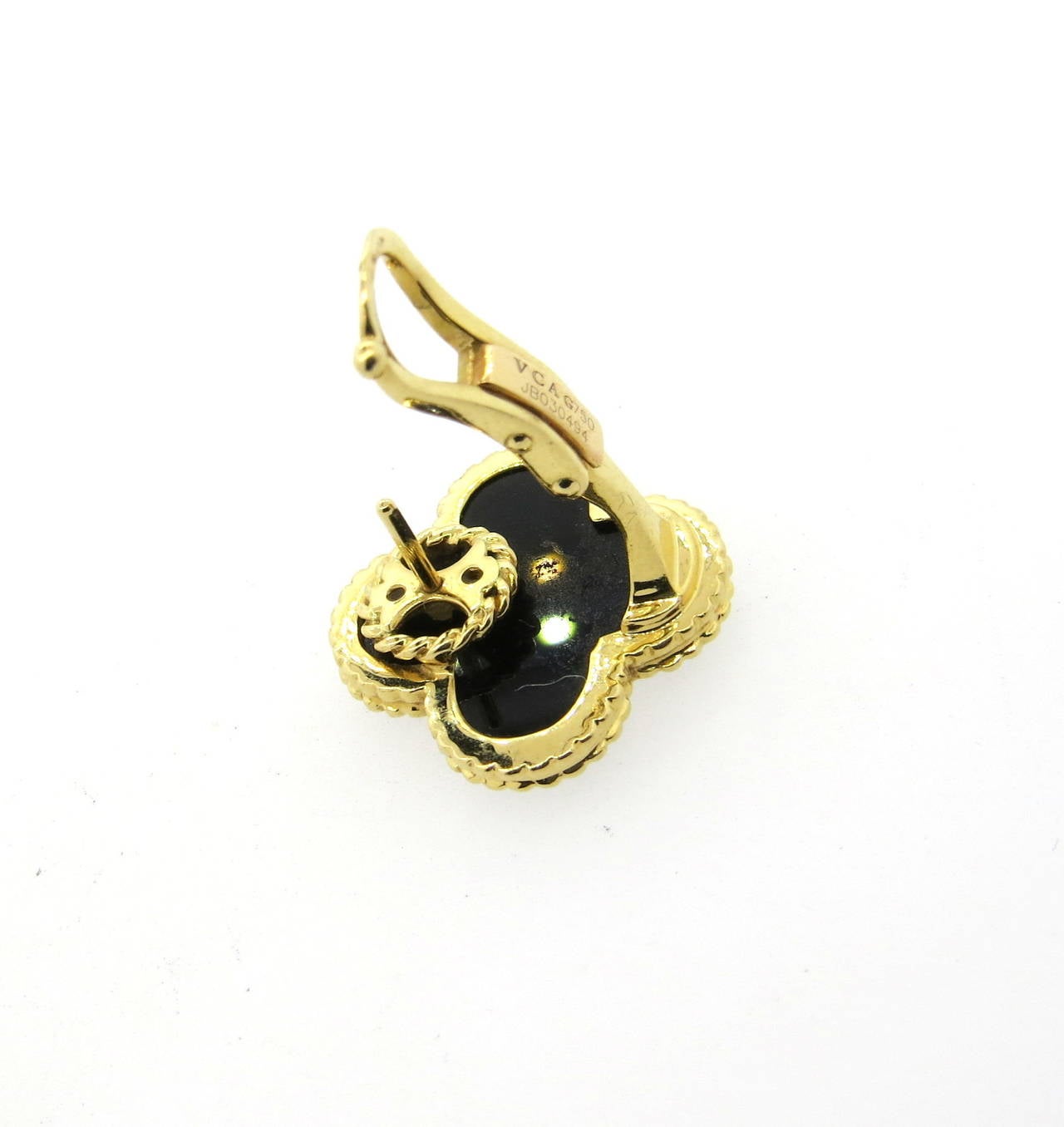 Women's Van Cleef & Arpels Magic Alhambra Black Onyx Gold Earrings
