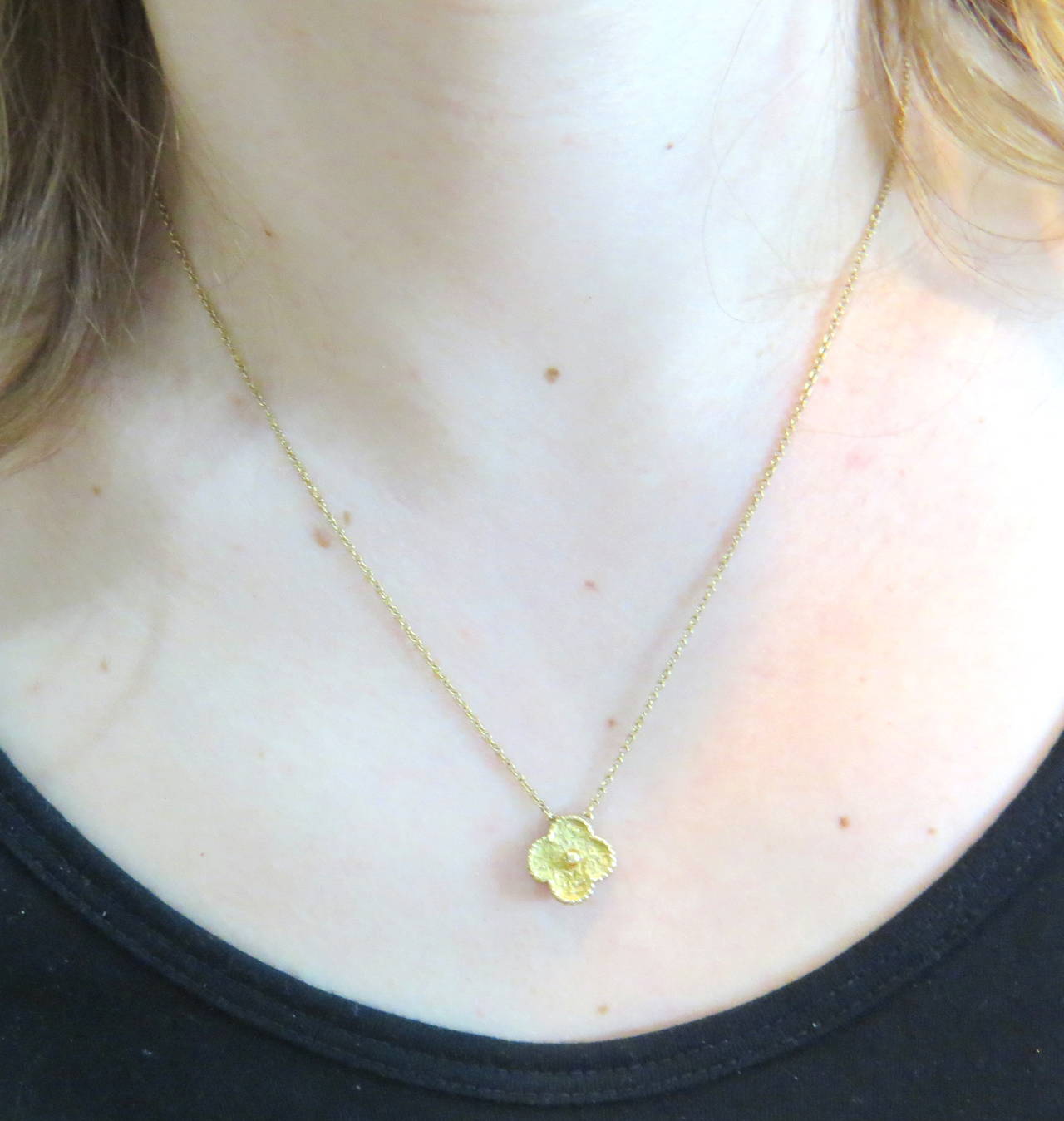 gold clover necklace van cleef