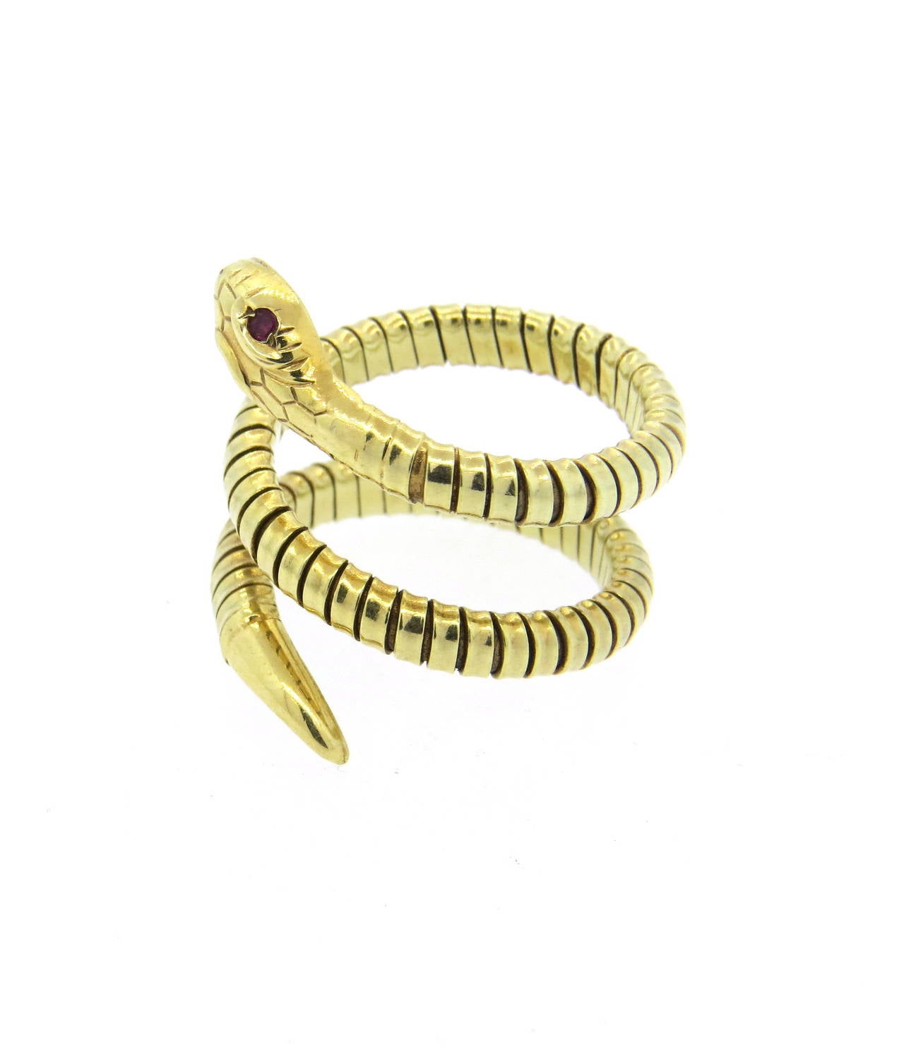 Ruby Gold Flexible Coil Snake Ring