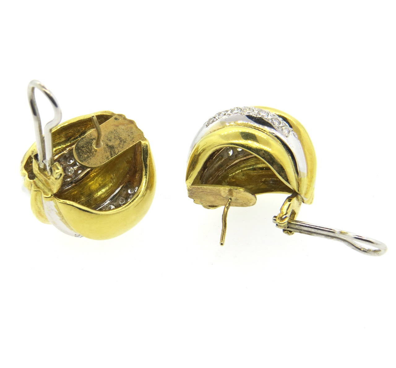 Women's Large Diamond Gold Dome Earrings