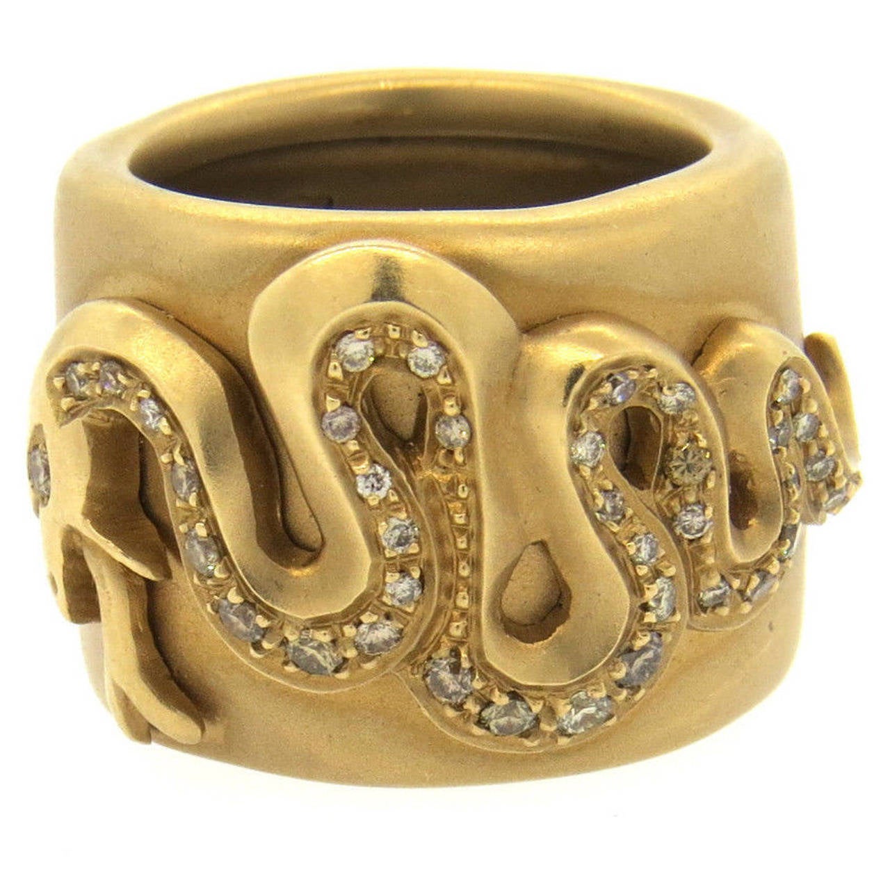Pomellato Eva Diamond Gold Wide Band Snake Ring