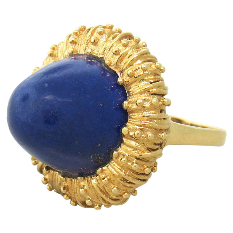 1970s Gold Lapis Lazuli Cocktail Ring