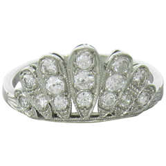 Antique Art Deco Platinum Diamond Wedding Band Guard Ring