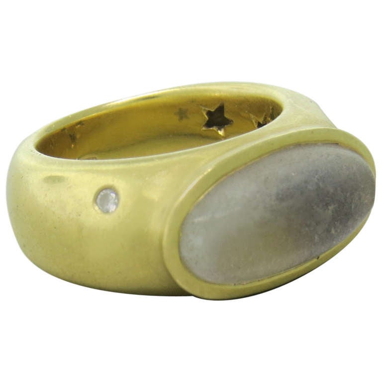 H. Stern Gold Moonstone Diamond Ring at 1stDibs