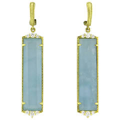 Judith Ripka Blue Gemstone Diamond Gold Drop Earrings