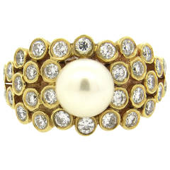 Pearl Diamond Gold Cocktail Ring